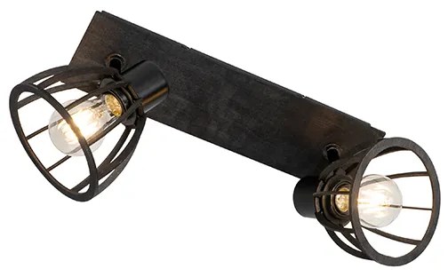 Plafoniera industriale nera 2 luci - Fotu