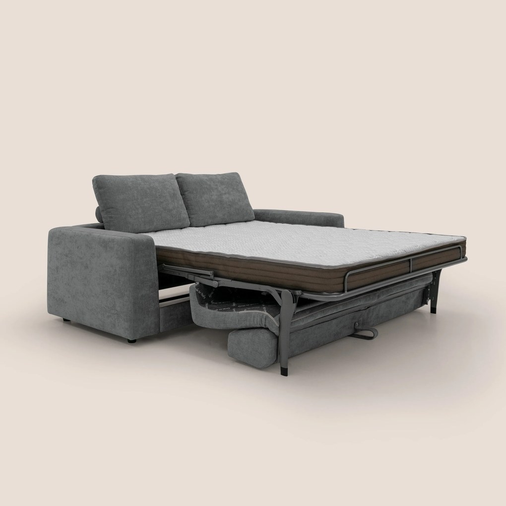 Freia Divano letto minimal materasso h15 cm con morbidi schienali in tessuto impermeabile T14 grigio