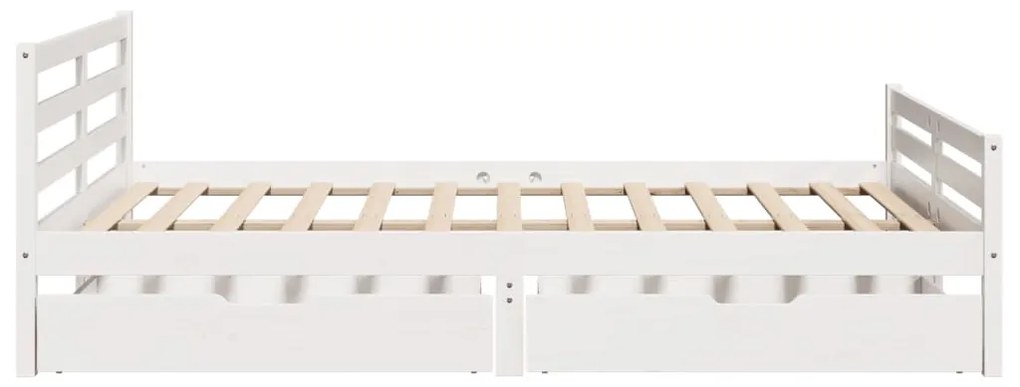 Letto senza materasso bianco 150x200 cm legno massello di pino