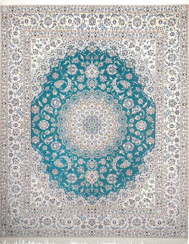Nain Tappeto 260x310 Verde (Iran) Annodato A Mano