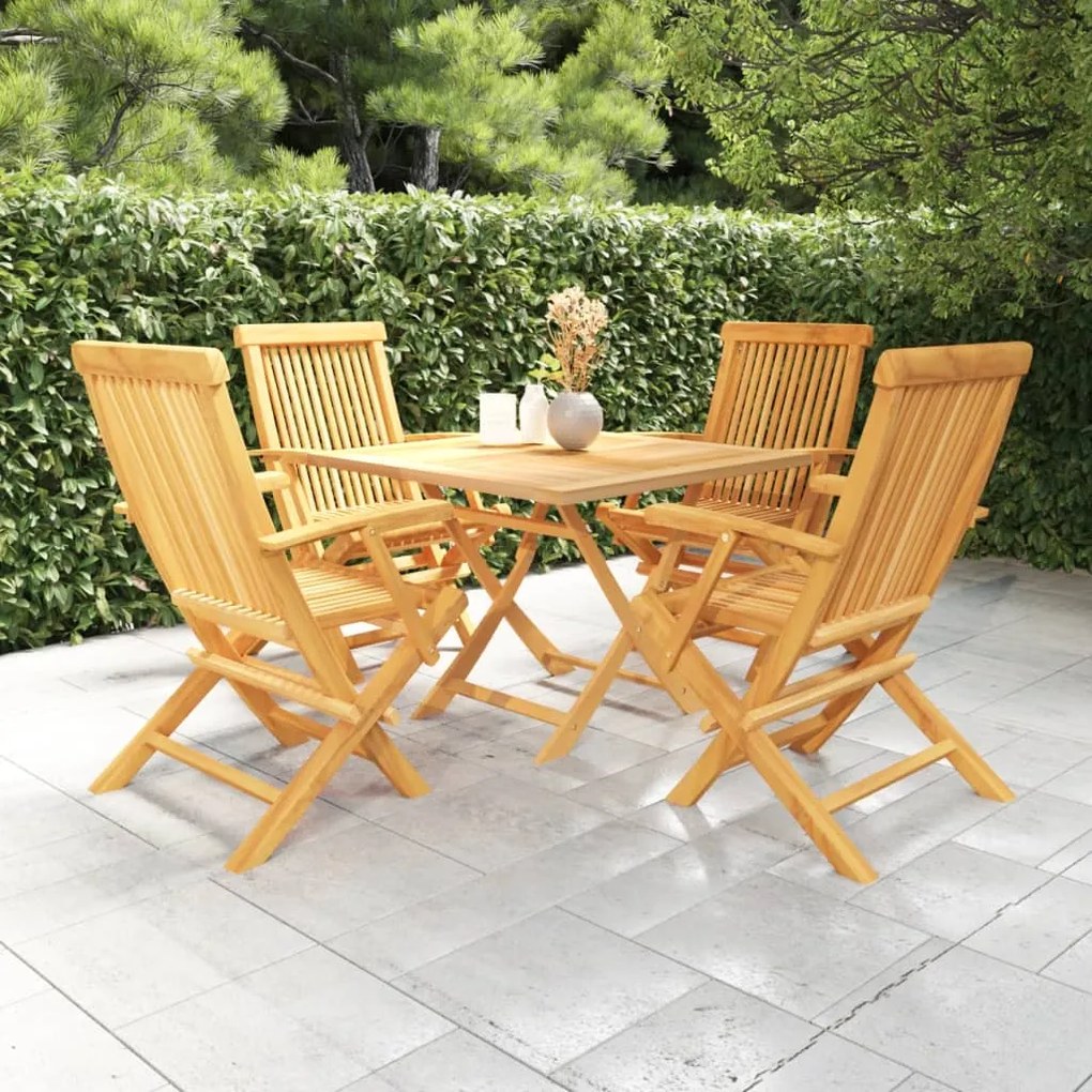 Set da pranzo da giardino 5 pz in legno massello di teak