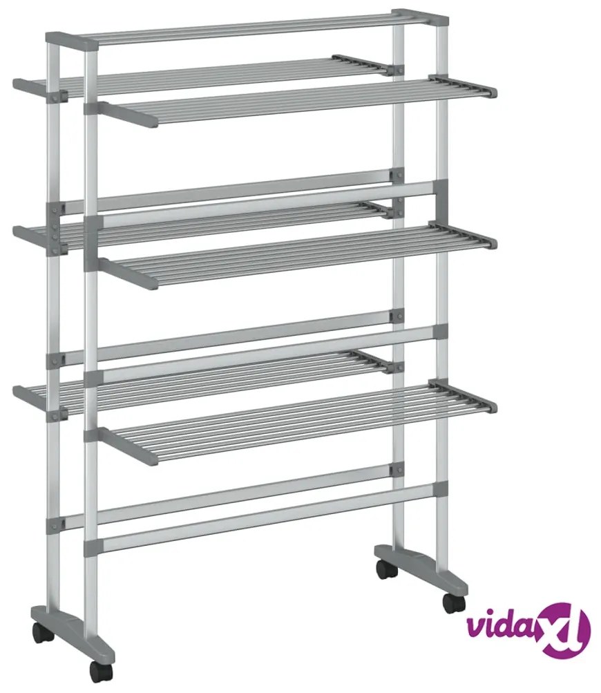 vidaXL Stendibiancheria con Ruote 89x64x129 cm in Alluminio