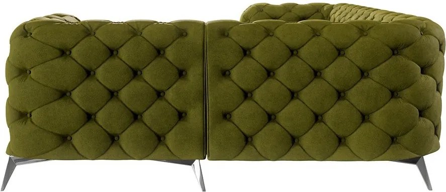Divano angolare verde (con penisola a destra/a L) con rivestimento in velluto Chelsea – Ropez
