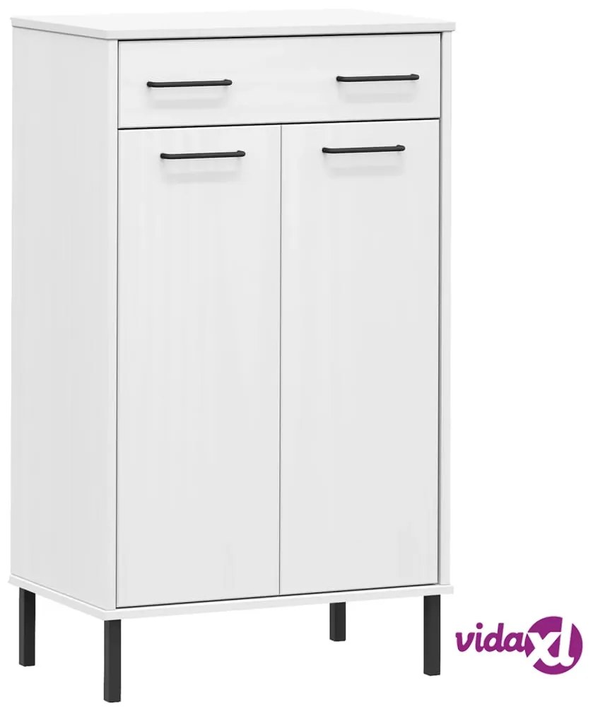 vidaXL Scarpiera con Gambe Metallo Bianco Legno Massello di Pino OSLO