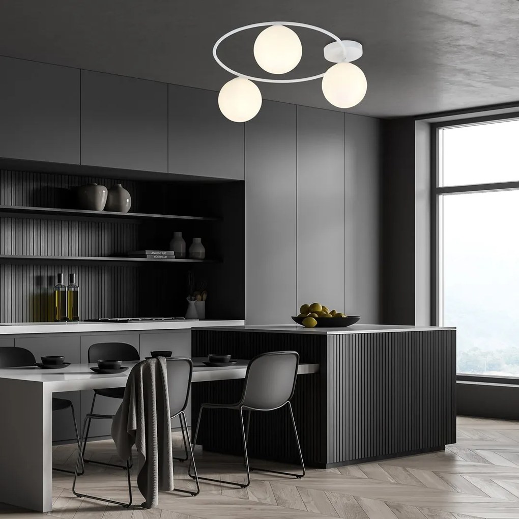 Lampada da soffitto in acciaio SOPRA 3 da interno 3xE14