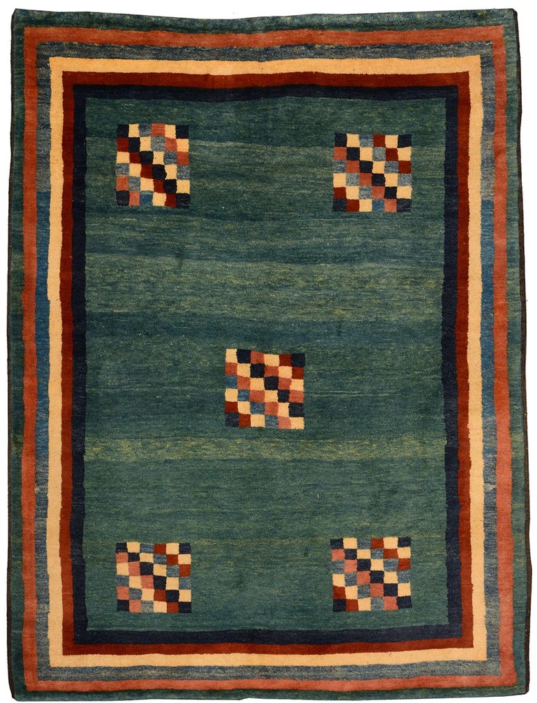 Gabbeh Tappeto 140 x 190 Verde (Pakistan) Annodato A Mano