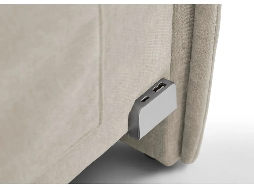 Letto da bambini con sponde beige imbottito con contenitore con rete inclusa 140x200 cm Fun – Meise Möbel