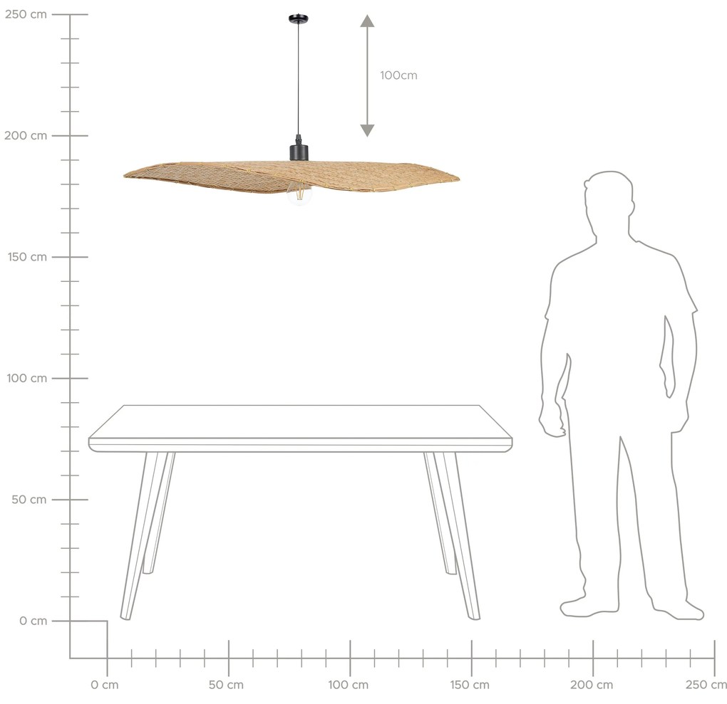 Lampadario legno di bambù beige e naturale 123 cm GALANA Beliani
