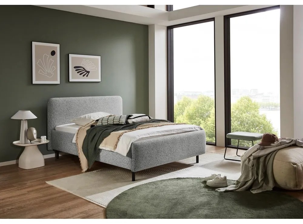 Letto matrimoniale imbottito grigio chiaro rete non inclusa 140x200 cm Primo – Meise Möbel