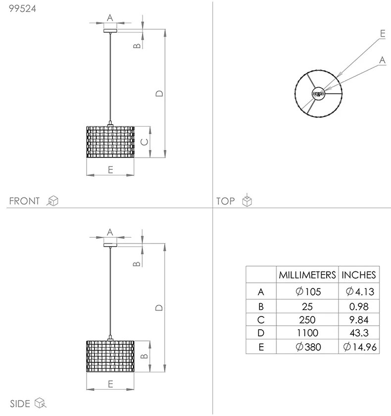 Lampadario Moderno Marasales Piccolo 1 Luce Acciaio Nero