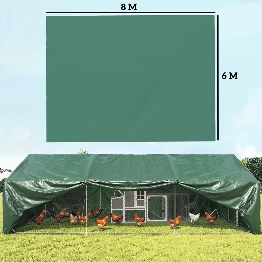 Telo Impermeabile 6x8 m con 28 Occhielli per Fissaggio in PE Resistente agli Strappi da 90 GSM Verde...