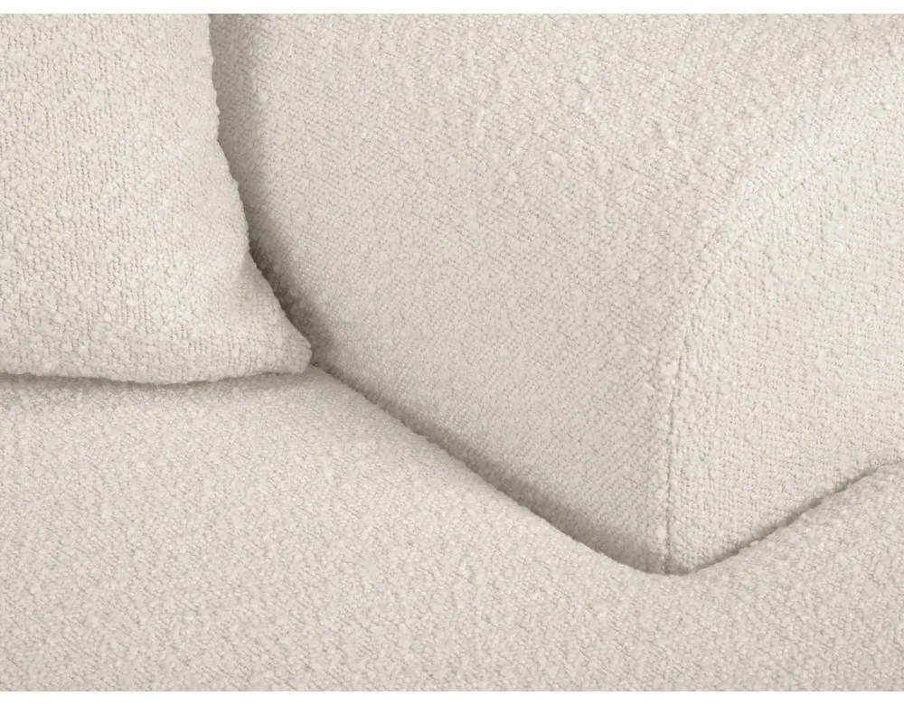 Divano angolare beige allungabile e con contenitore (con penisola a destra/con chaise lounge) con rivestimento in bouclé Kyoto – Cosmopolitan Design