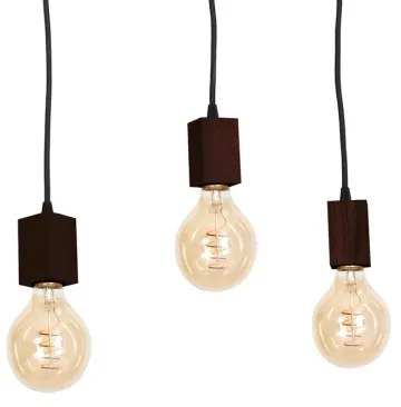 Lampadario a sospensione con supporto rigido JACK 3xE27/40W/230V legno marrone