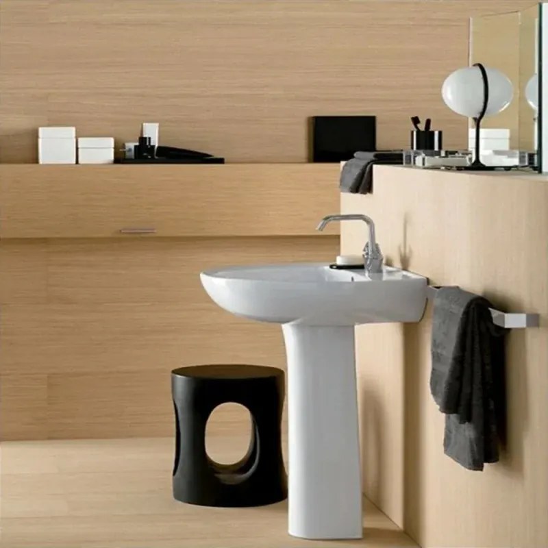 Lavabo con colonna Geberit 55 cm in ceramica bianco Selnova