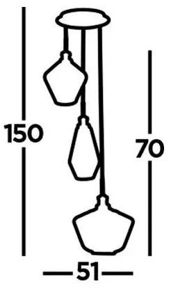 Searchlight  5423-3BK - Lampadario a sospensione con filo MIA 3xE27/60W/230V nero