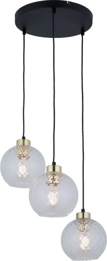 Lampadario LED a sospensione su cavo DEVON 3xE27/15W/230V nero/trasparente