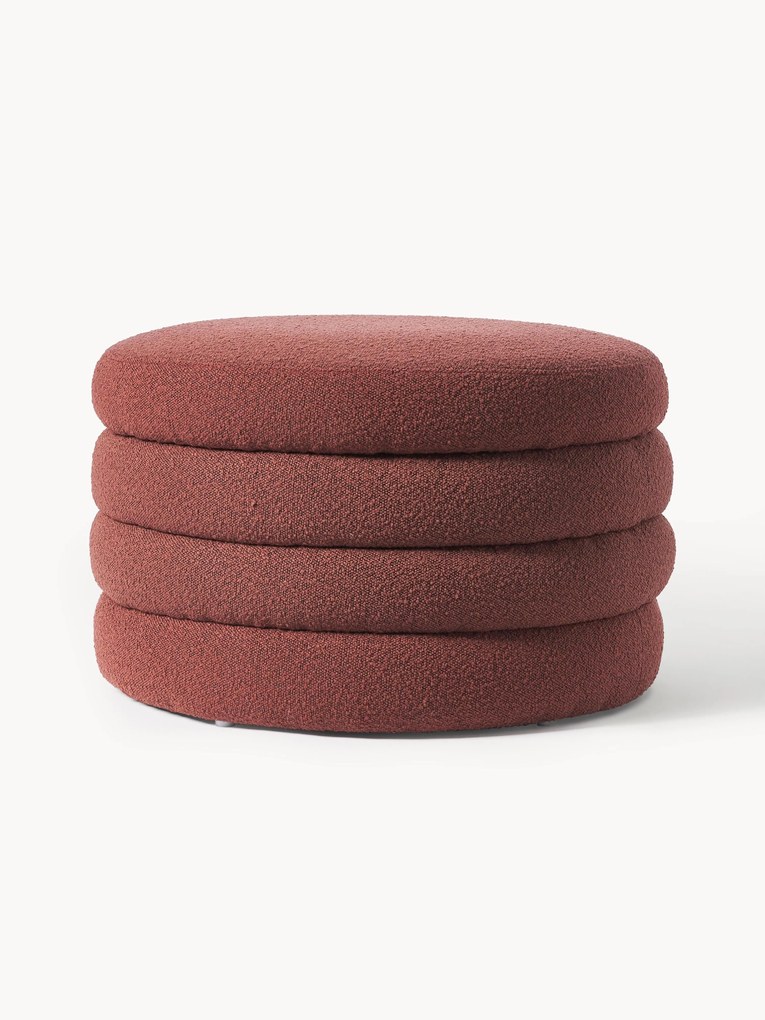 Pouf imbottito XL in bouclé con vano contenitore Alto