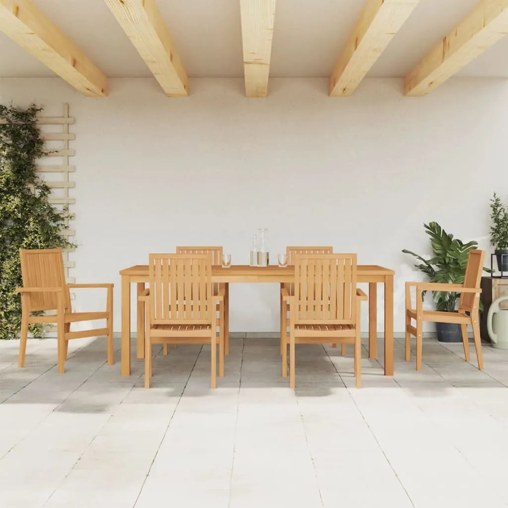 Set Da Pranzo Da Giardino 7 Pz İn Legno Massello Di Teak /
