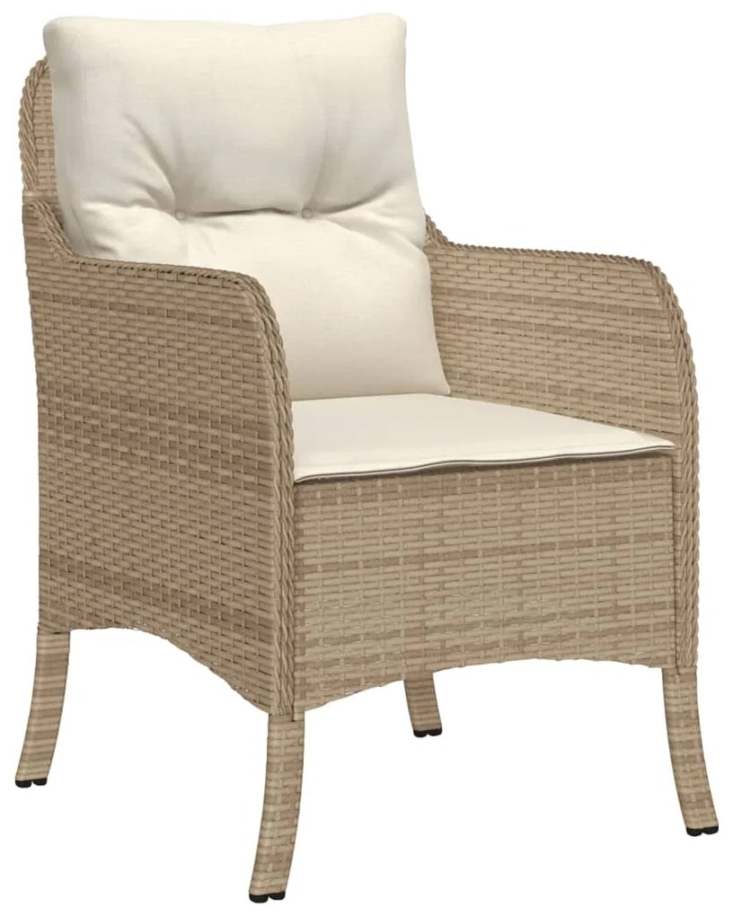 Set da pranzo da giardino 7 pz con cuscini beige in polyrattan