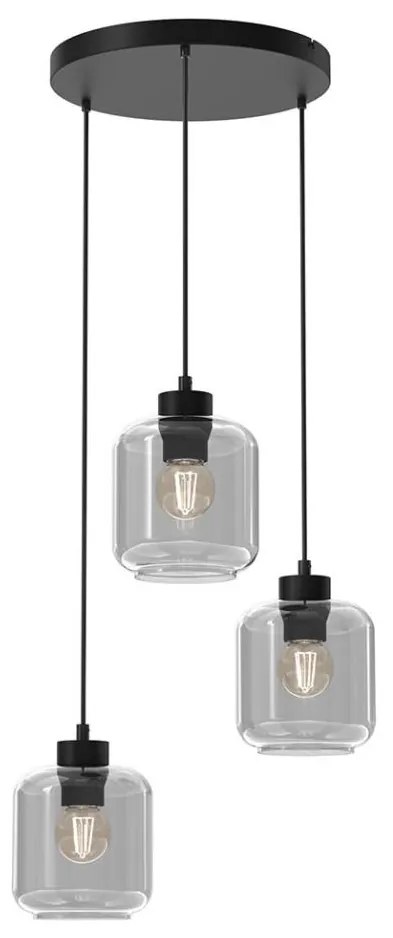 Lampadario a sospensione con filo SOMBRA 3xE27/60W/230V grigio