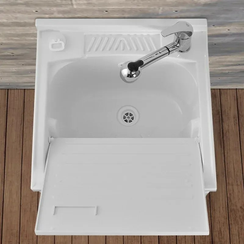 Mobile Lavatoio in Kit 60x60 cm con Vasca colore Bianco in Resina