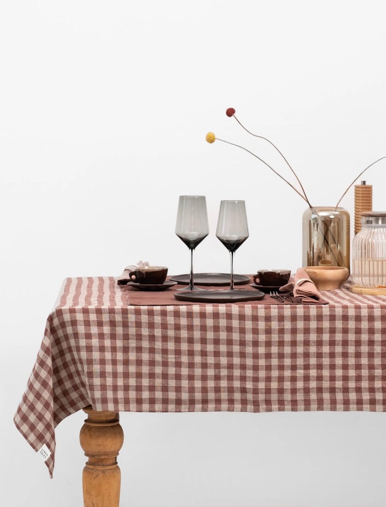 Tovaglia in lino Chocolate Gingham
