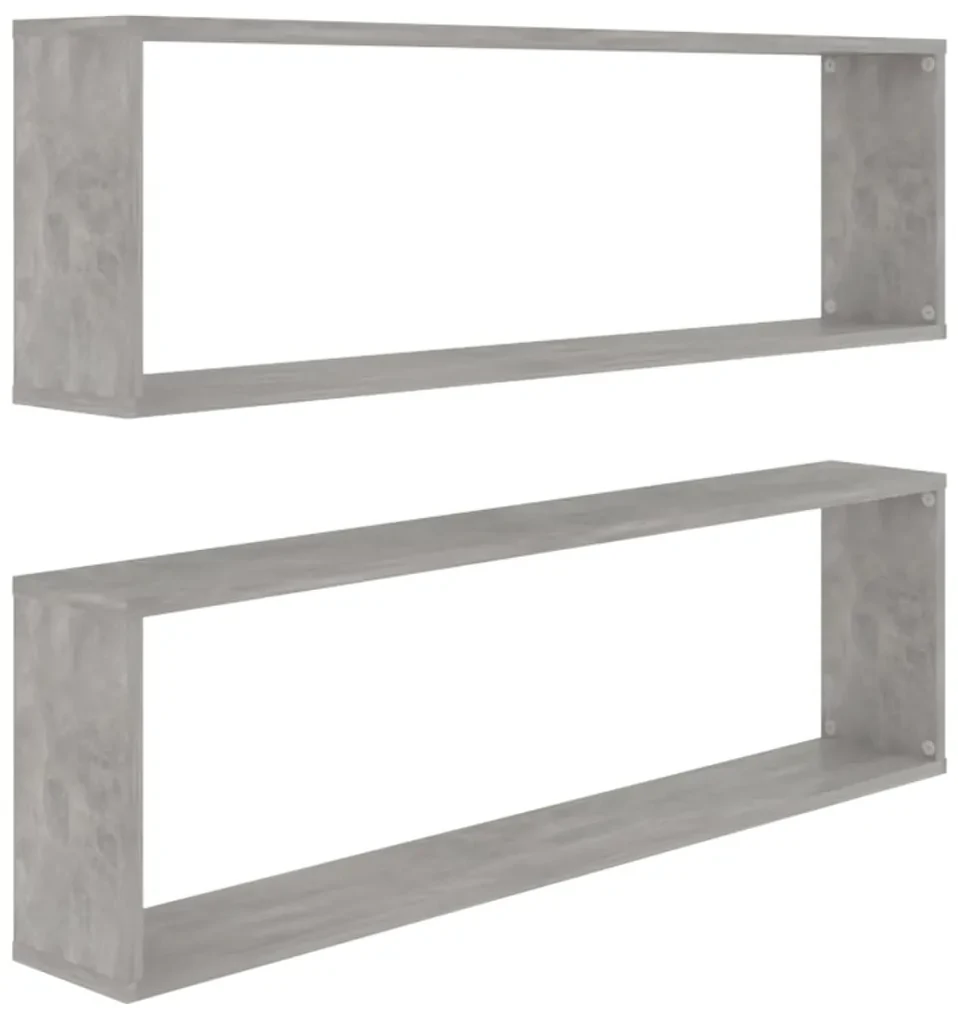 Mensole a cubo 2 pz grigio cemento 100x15x30 cm in truciolato