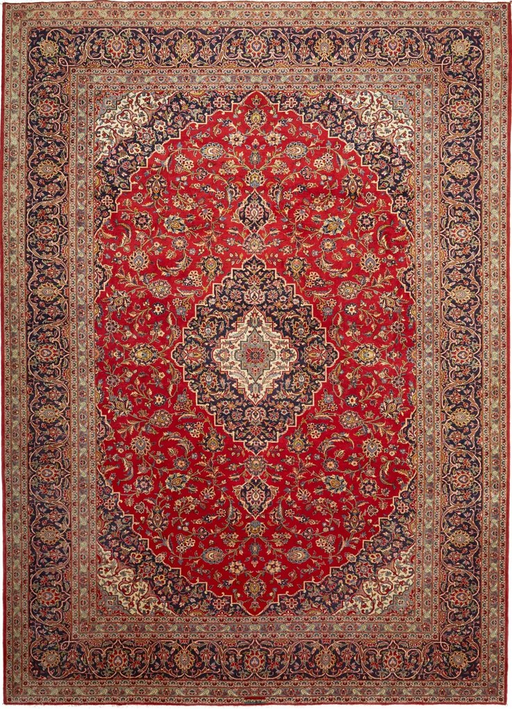 Kashan Tappeto persiano 360x260 Rosso (Iran) Annodato A Mano