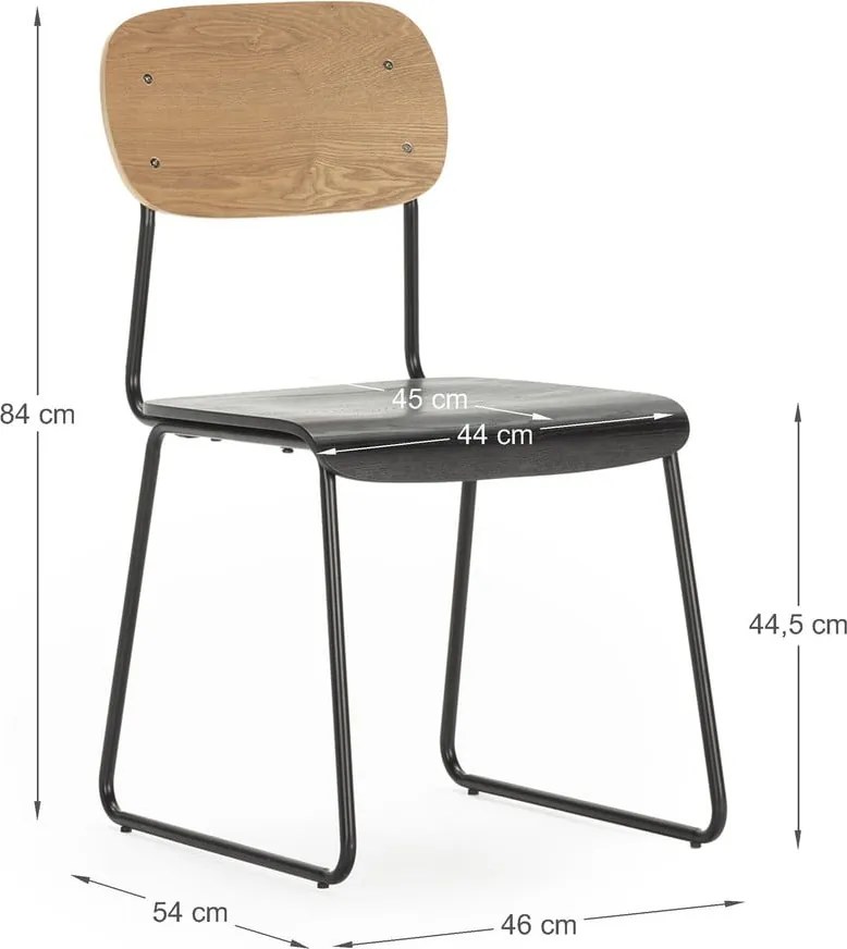 Set di sedie da pranzo in frassino decorato in nero e naturale 2 pz Aira - Marckeric