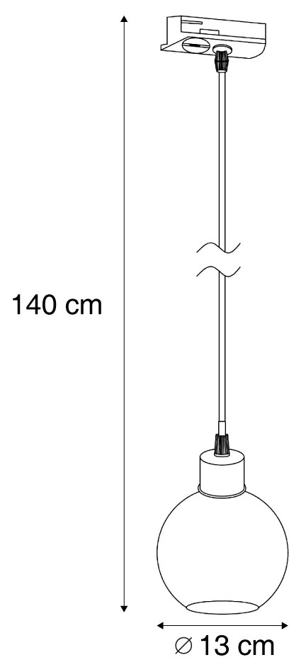 Lampada a sospensione moderna nera con vetro fumé per sistema a binario monofase - Iconic Lava