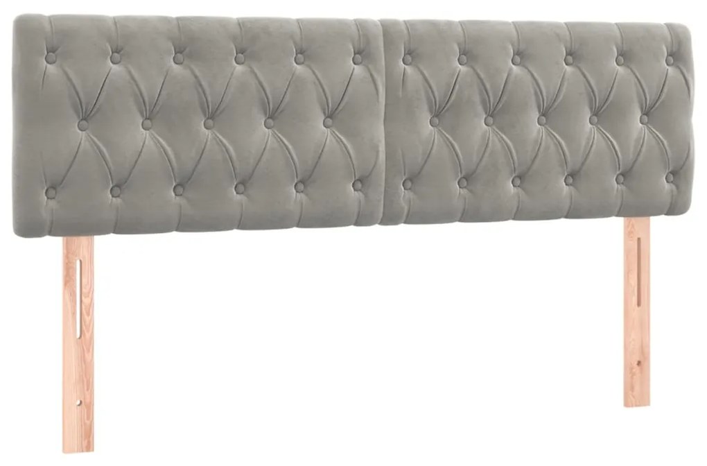 Testiera a led grigio chiaro 144x7x78/88 cm in velluto