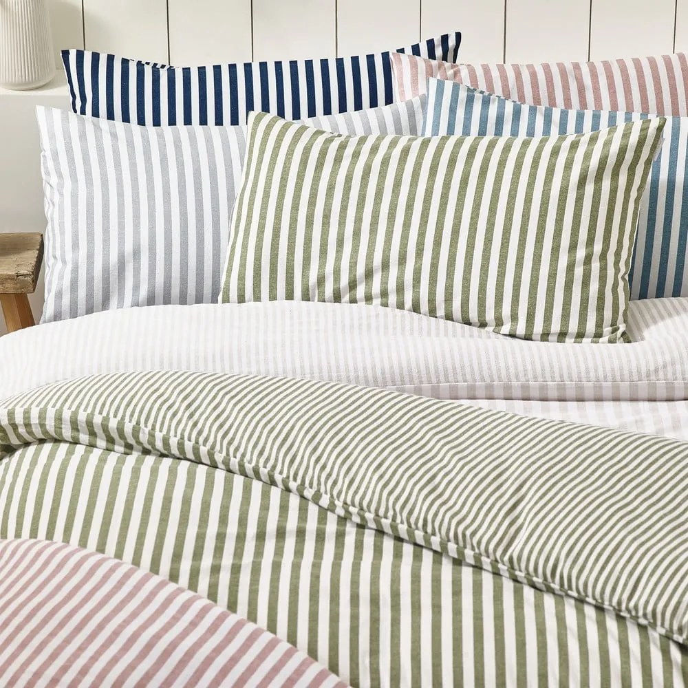 Set copripiumino e federa blu scuro in flanella per letto singolo 135x200 cm Stripe – Catherine Lansfield