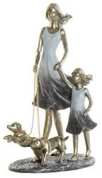 Statua Decorativa DKD Home Decor 16 x 9,5 x 24 cm Azzurro Dorato Famiglia