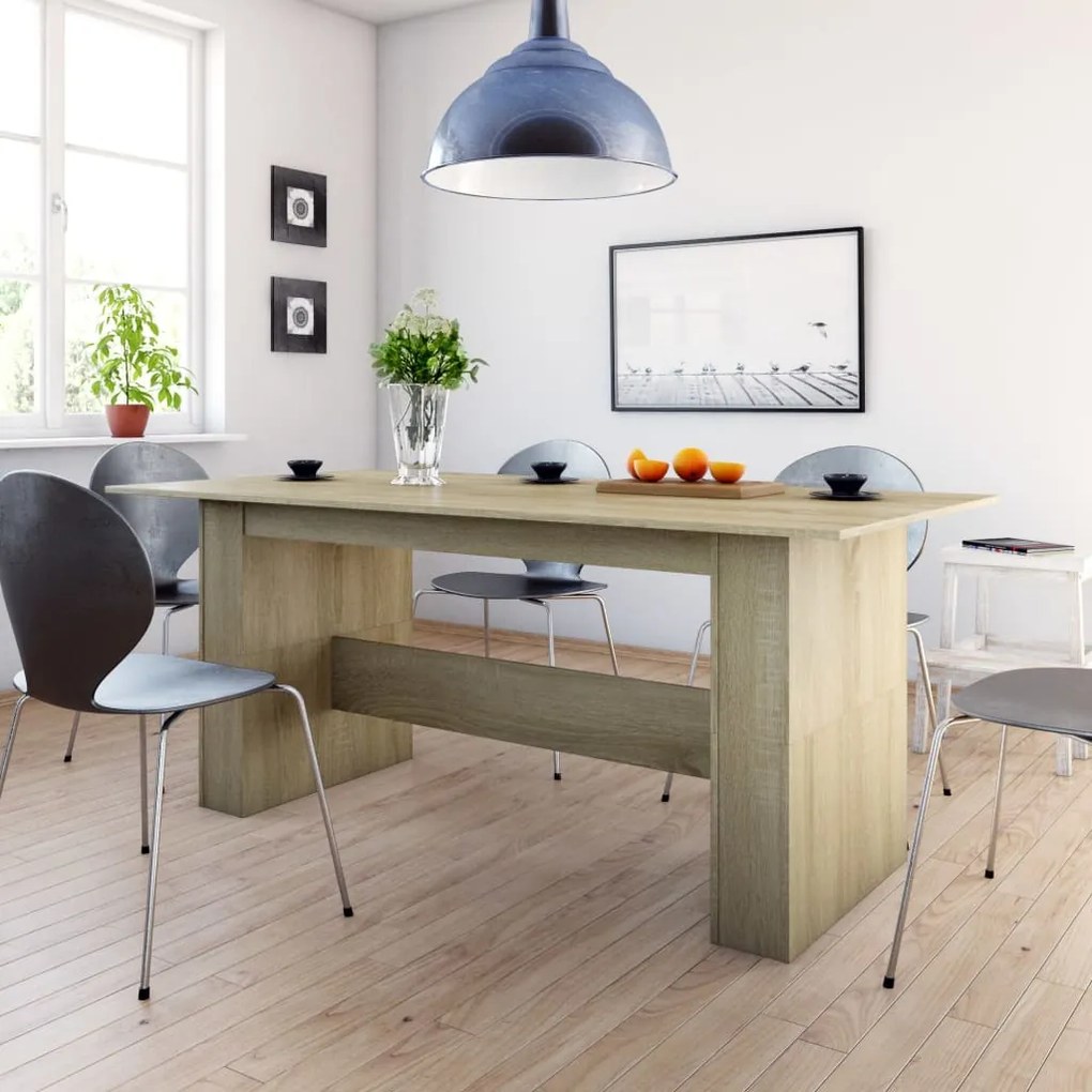 Tavolo Da Pranzo Rovere Sonoma 180x90x76cm İn Legno Multistrato /