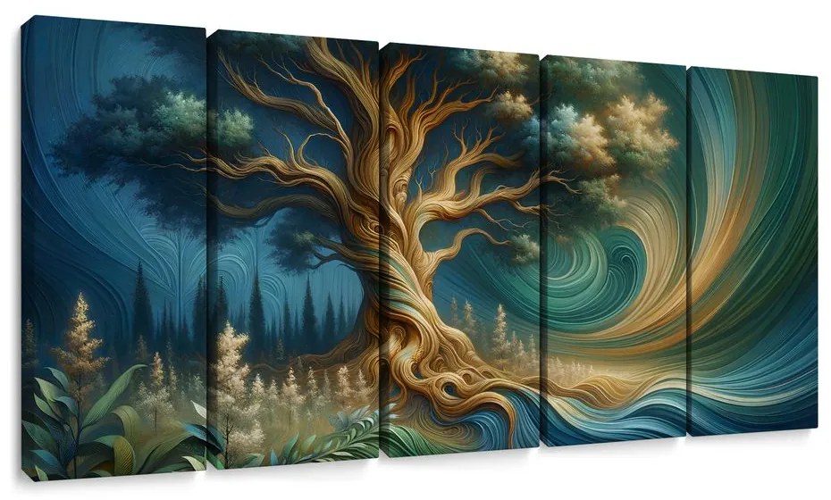 Quadri 5 pezzi – Albero della vita nel vortice dell’energia