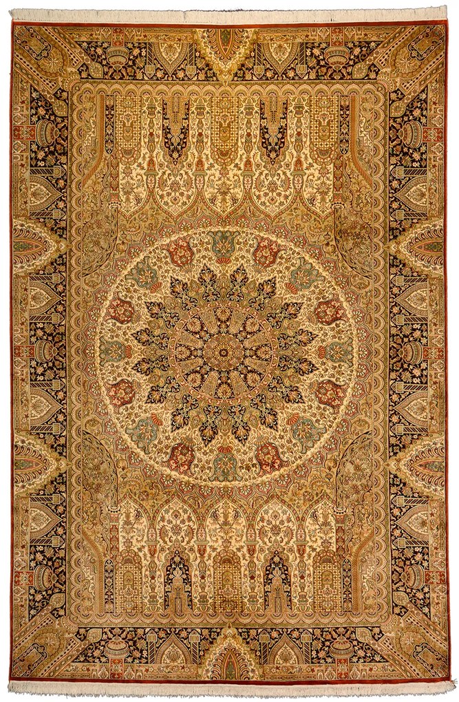 Ghom Tappeto orientale 280x190 Beige (Indian) Annodato A Mano