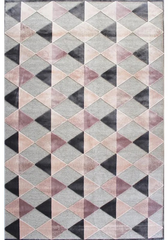 Tappeto Farashe geometrico in viscosa rosa, L 200 x L 140 cm