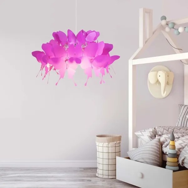 Lampadario per cameretta FARFALLA 1xE27/60W/230V rosa