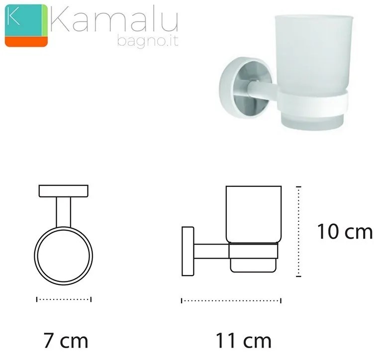 Kamalu - Portaspazzolini a muro colore bianca linea Kaman LEFO-90