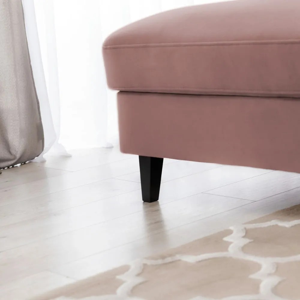 Divano angolare rosa allungabile/con contenitore (con penisola a sinistra/con chaise lounge) e rivestimento in velluto Foble – ELTAP