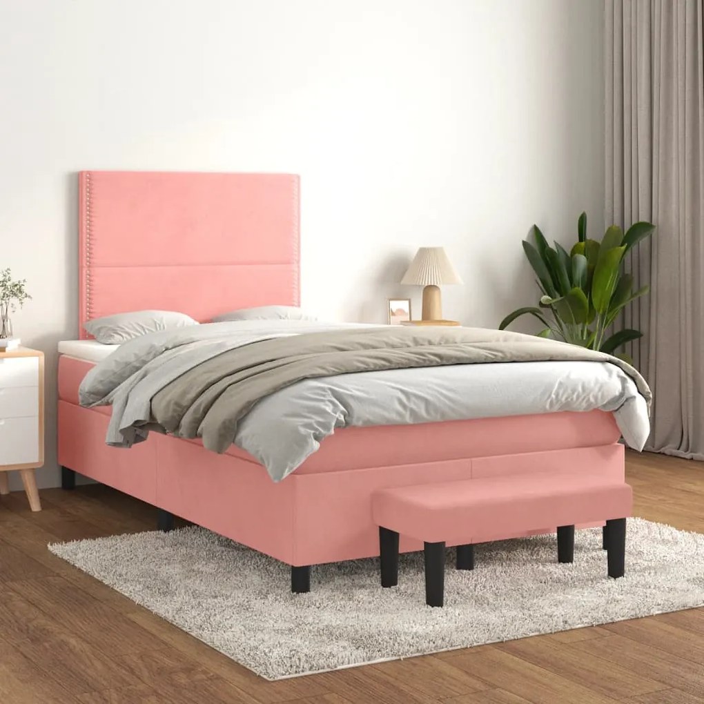 Giroletto A Molle Con Materasso Rosa 120x200 Cm İn Velluto /
