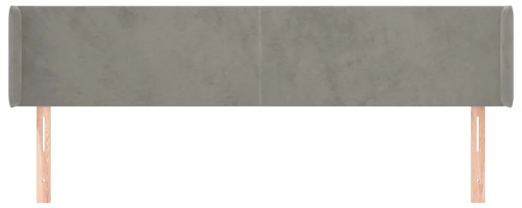 Testiera ad orecchio grigio chiaro 163x16x78/88 cm in velluto