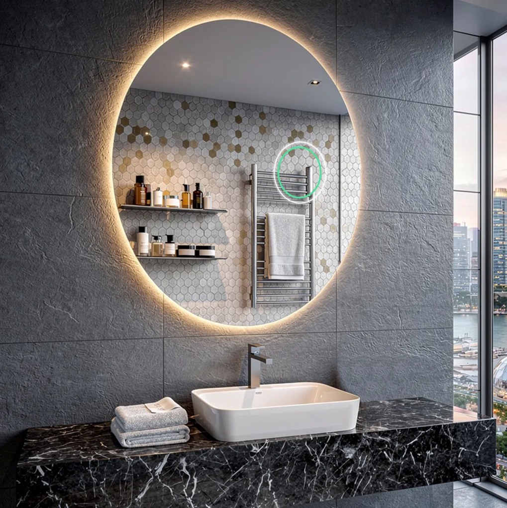Tondo specchio bagno con luce L82 specchio rotondo 80 cm per bagno