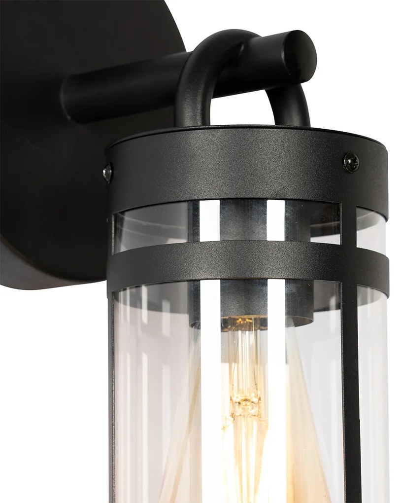Lampada da parete per esterni nera IP44 con sensore crepuscolare - Ruben