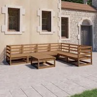 Set Divani da Giardino 7 pz Marrone Miele in Massello di Pino 3075742