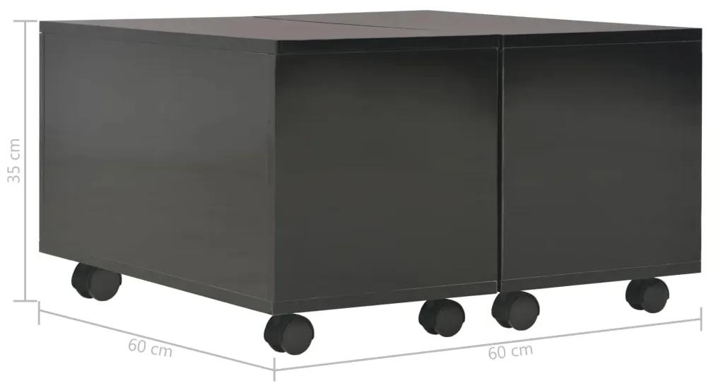 Tavolino da Salotto Nero Lucido 60x60x35 cm Legno Multistrato