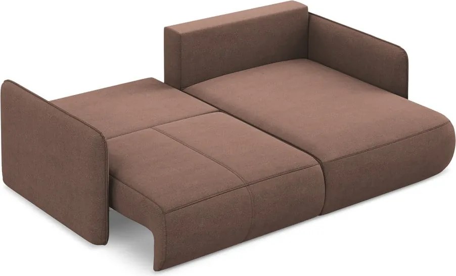 Divano angolare rosa allungabile/con contenitore (con penisola a destra) Nanea – Makamii