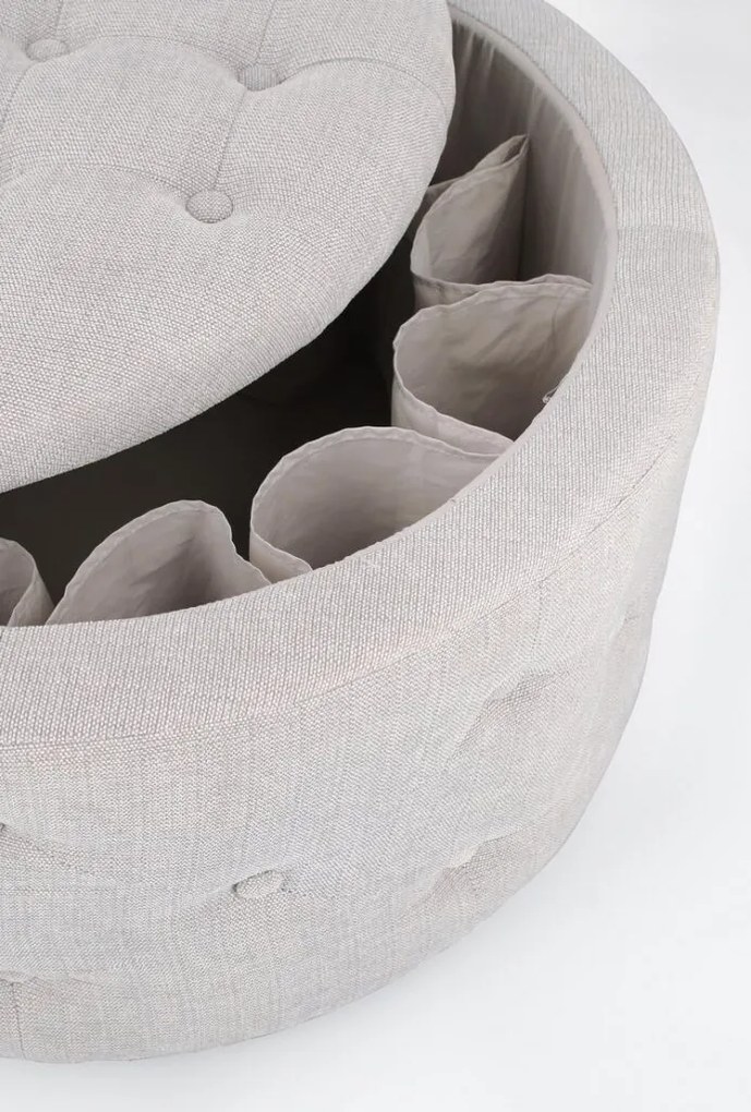 Pouf contenitore porta scarpe ERNESTINE in tessuto grigio chiaro