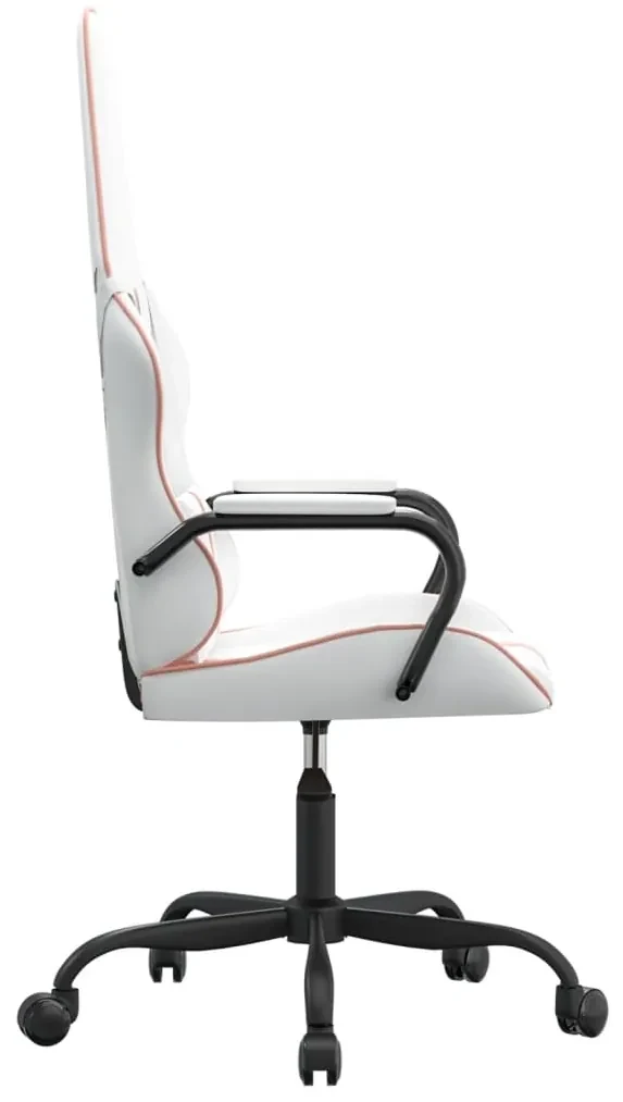 Sedia da gaming massaggiante rosa e bianca in similpelle