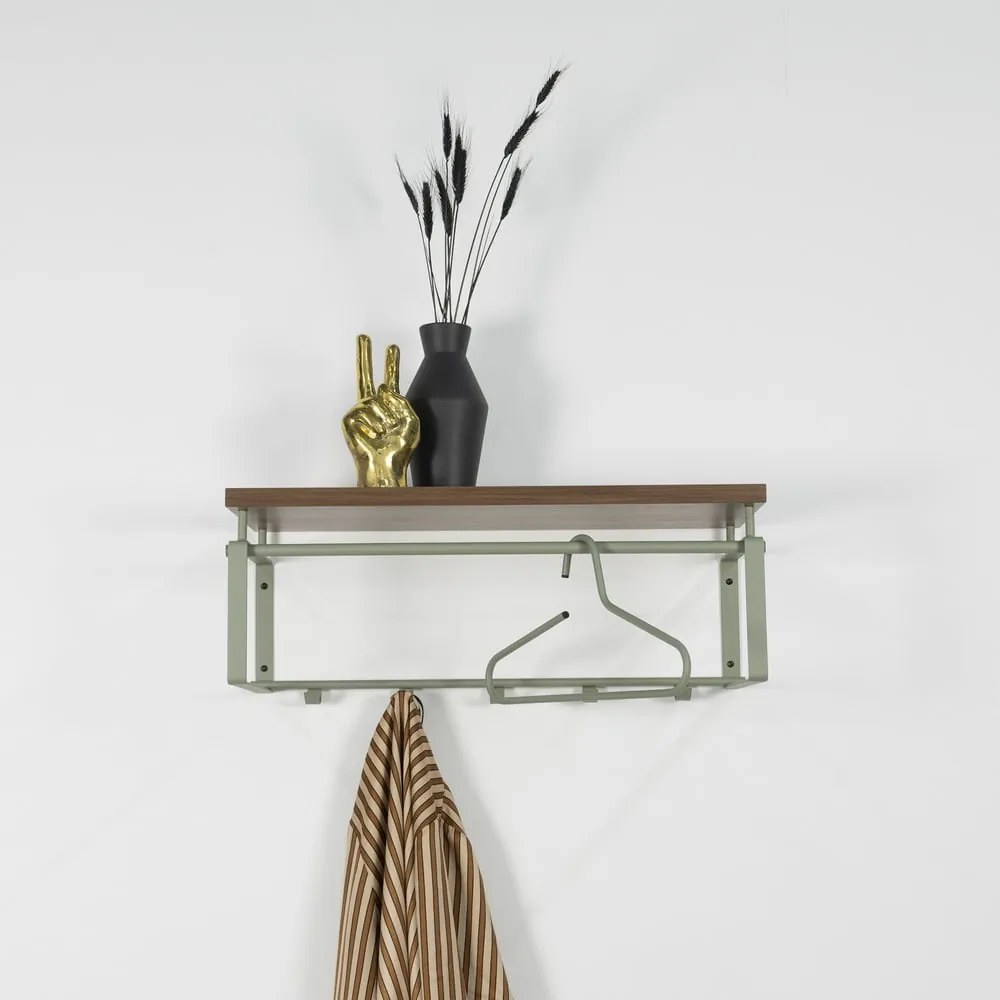 Attaccapanni da parete marrone/verde polveroso in metallo con scaffale 70 cm Rex – Spinder Design